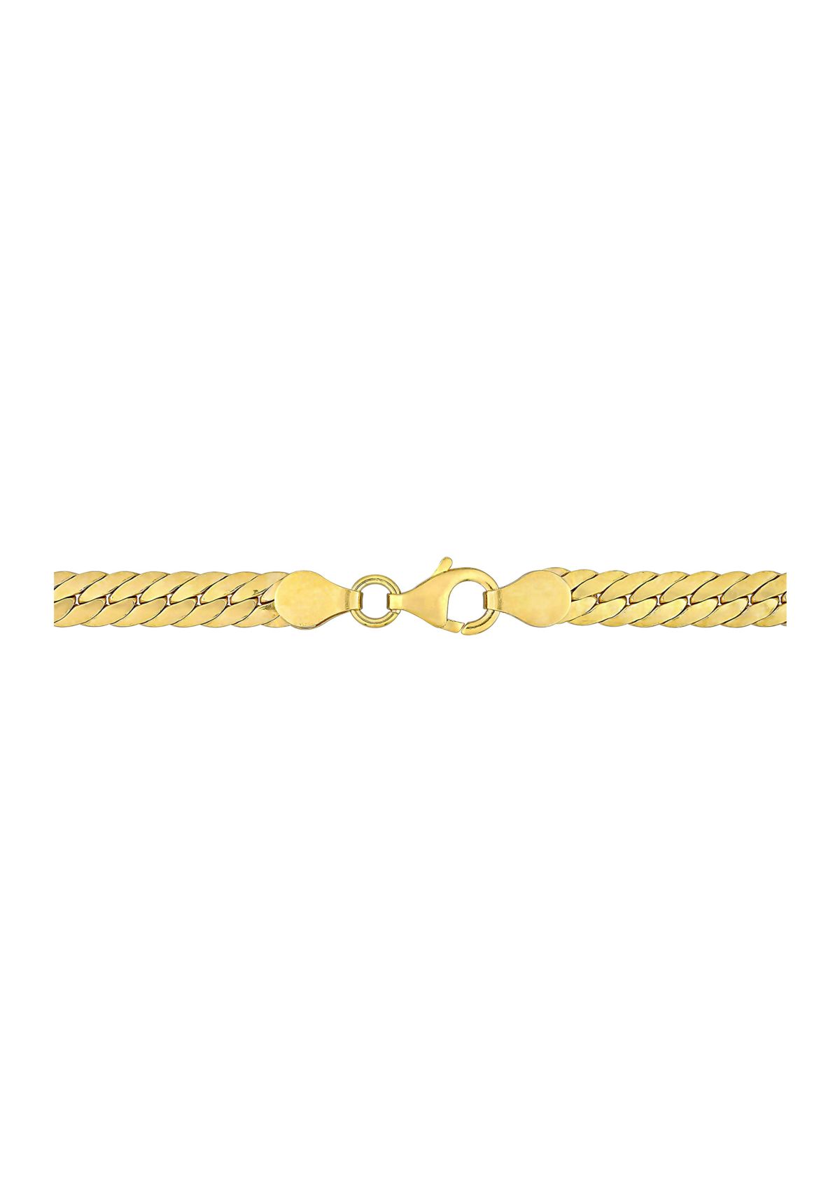 18k Yellow Gold Plated Sterling Silver Herringbone Chain Necklace