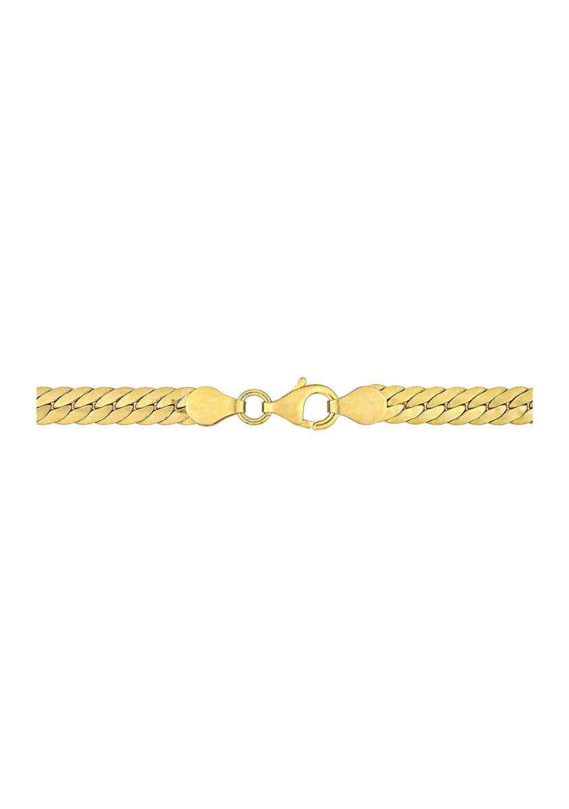 18k Yellow Gold Plated Sterling Silver Herringbone Chain Necklace