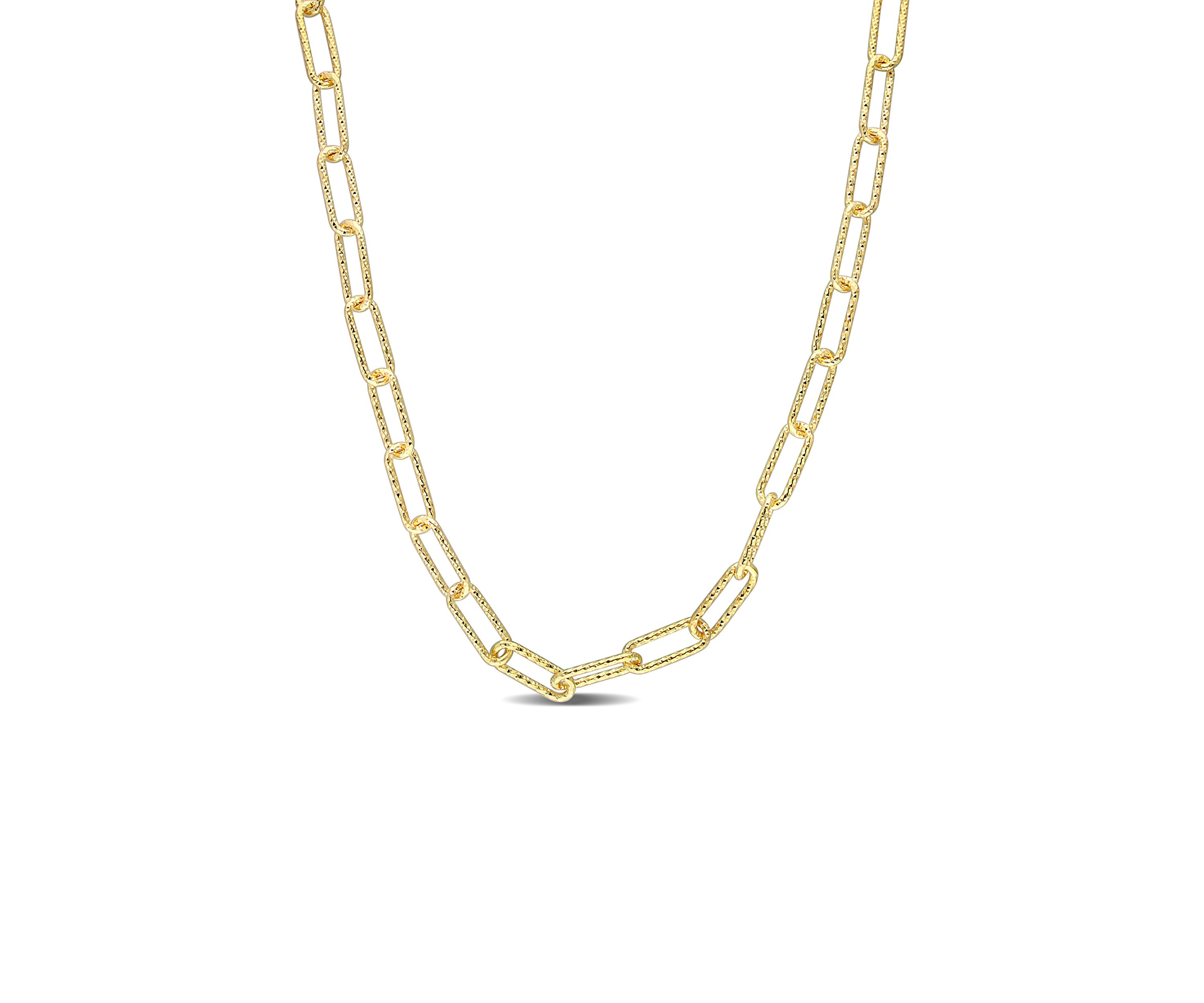 18k Yellow Gold Plated Sterling Silver 6mm Fancy Paperclip Chain Necklace