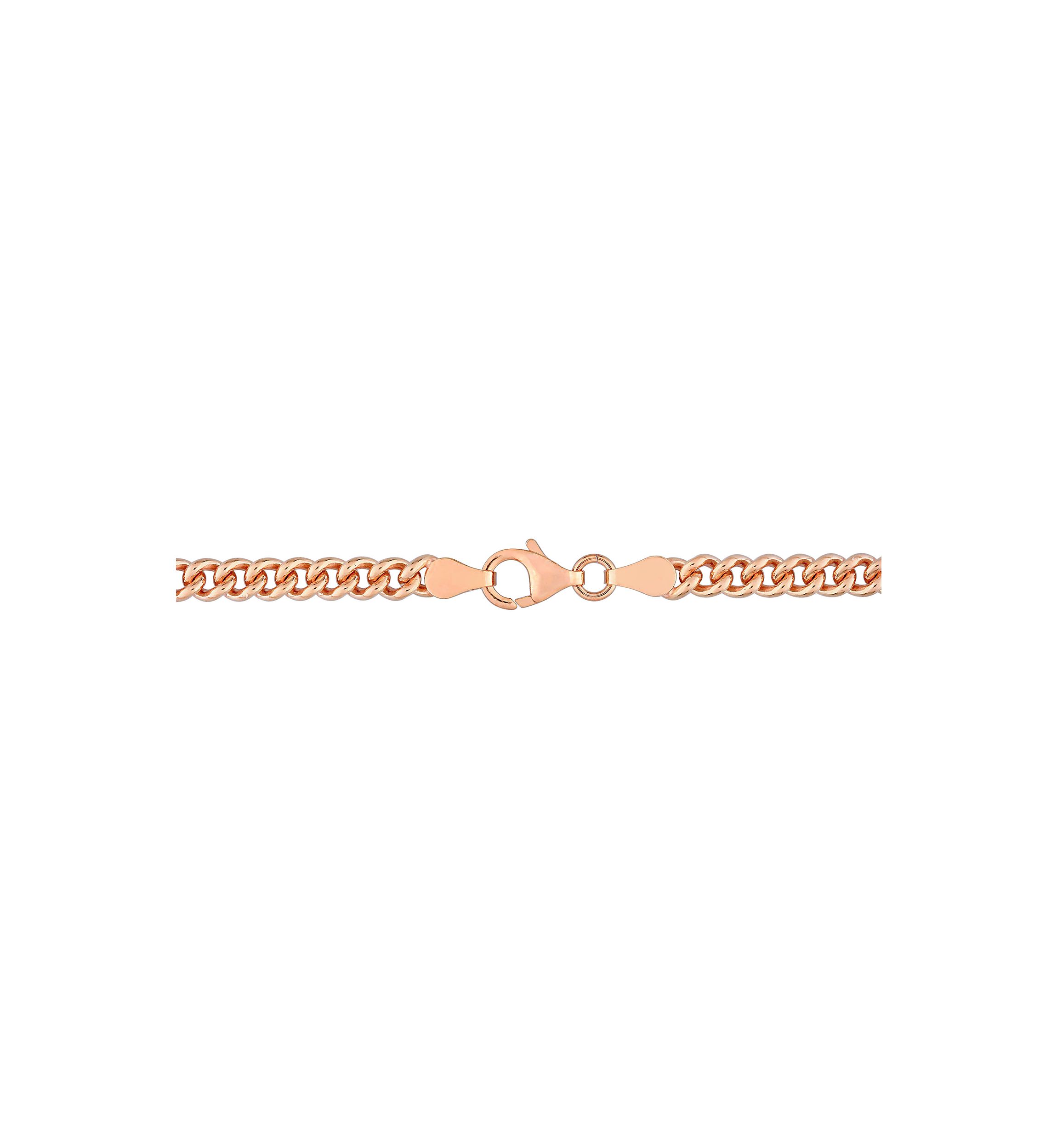 18k Rose Gold Plated Sterling Silver 4.4mm Curb Link Chain Bracelet