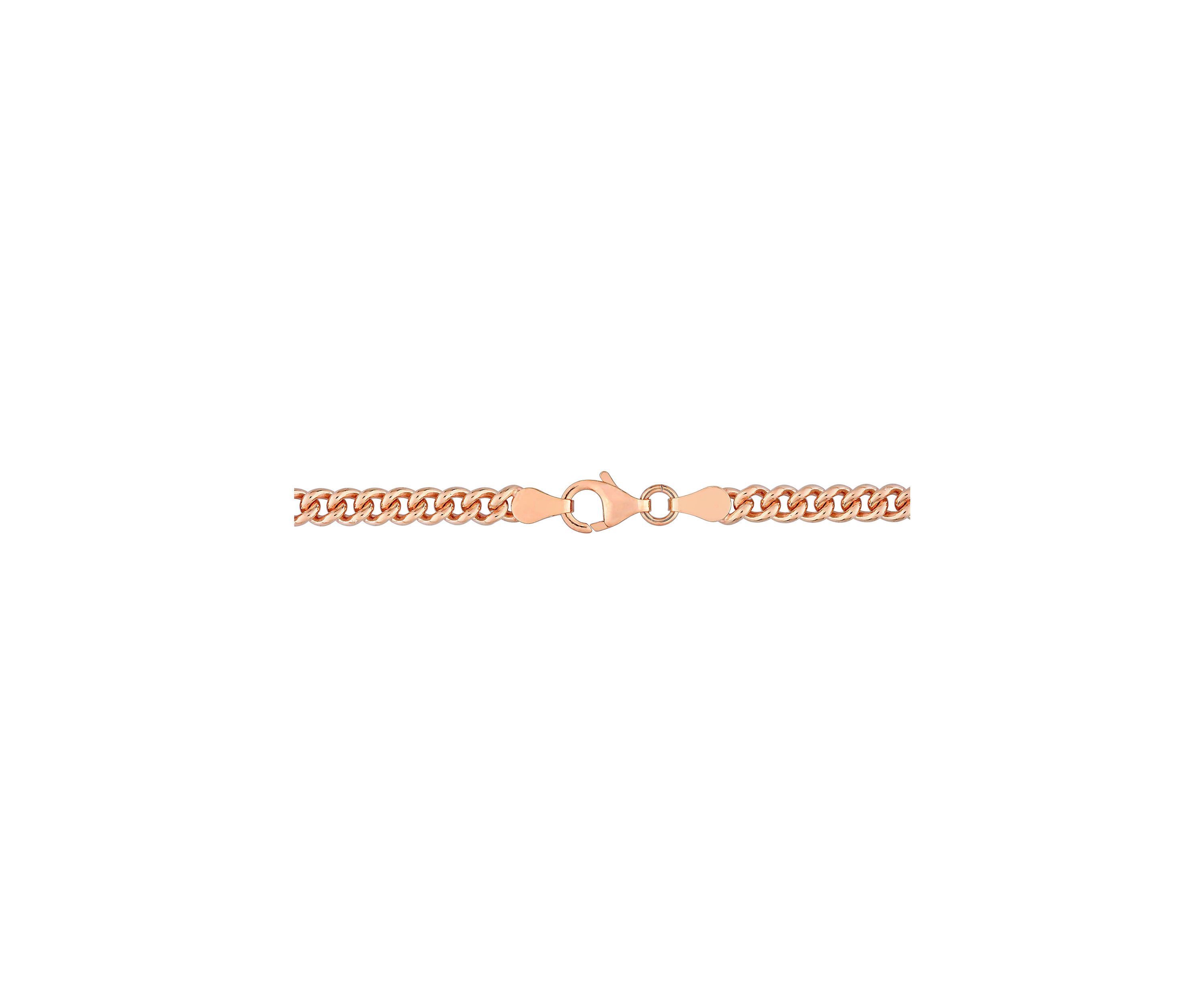 18k Rose Gold Plated Sterling Silver 4.4mm Curb Link Chain Bracelet