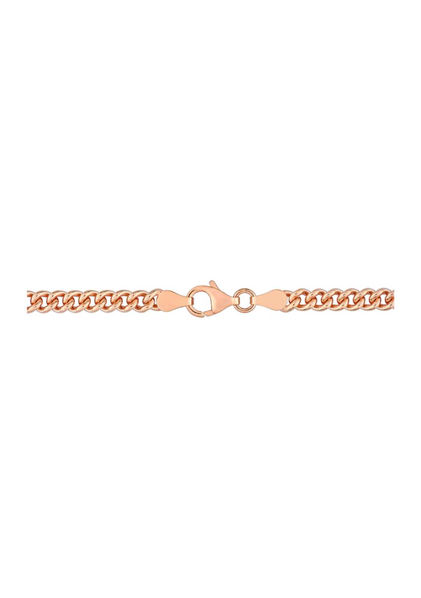 18k Rose Gold Plated Sterling Silver 4.4mm Curb Link Chain Bracelet