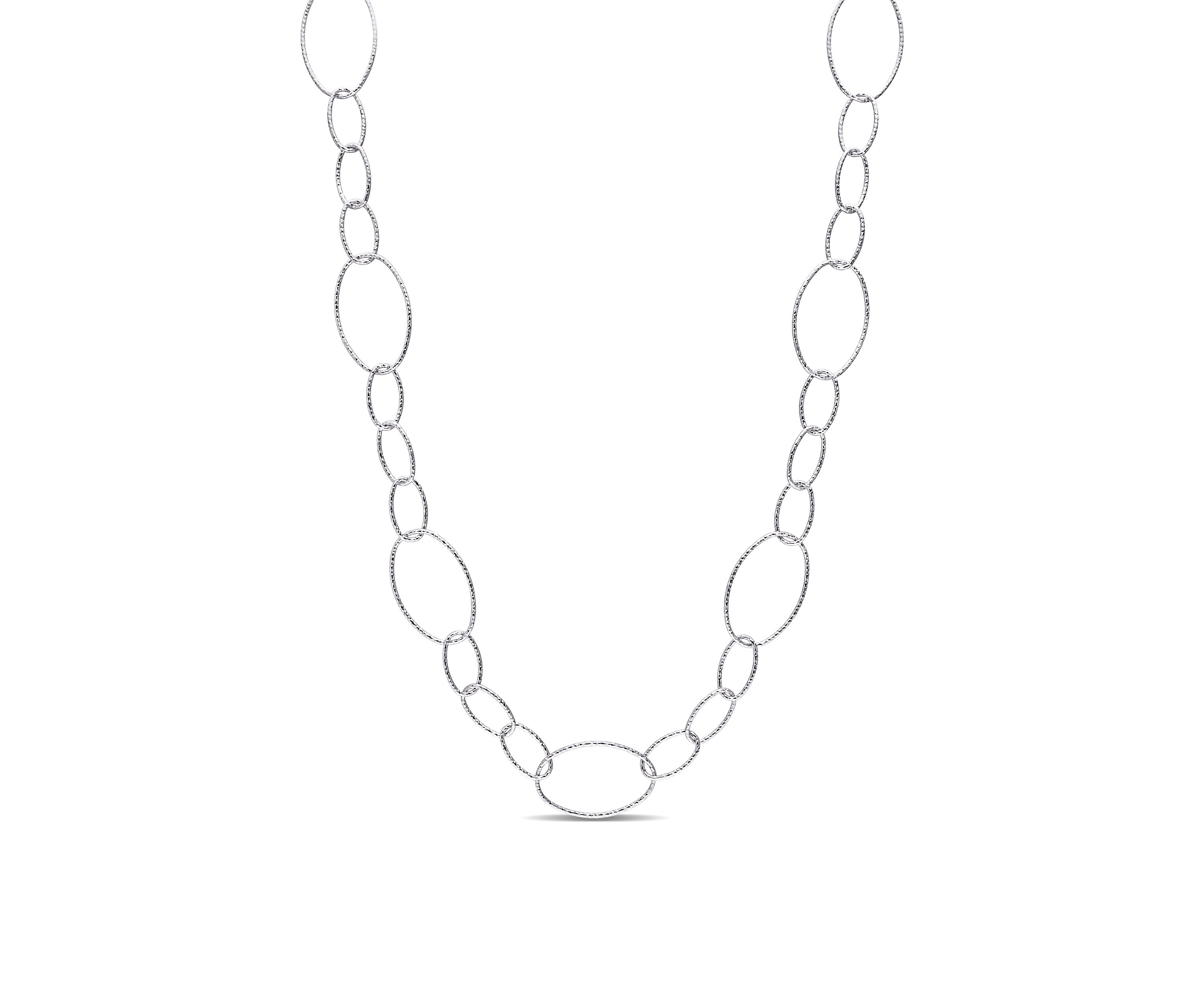 Sterling Silver 13mm Fancy Oval Link Chain Necklace