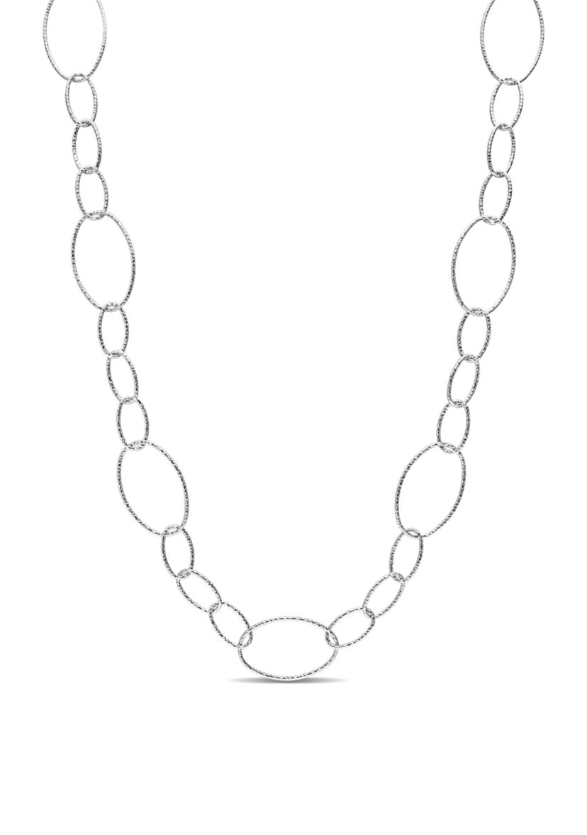 Sterling Silver 13mm Fancy Oval Link Chain Necklace