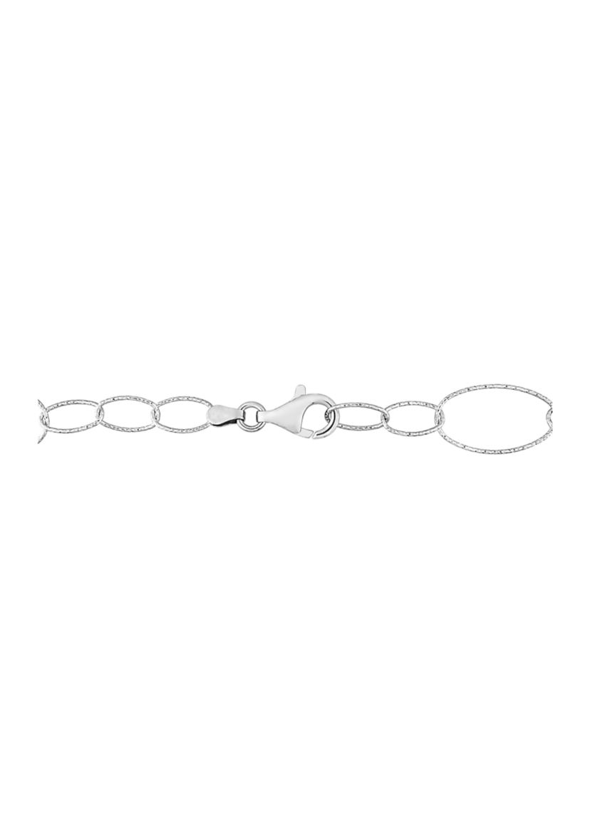 Sterling Silver 13mm Fancy Oval Link Chain Necklace