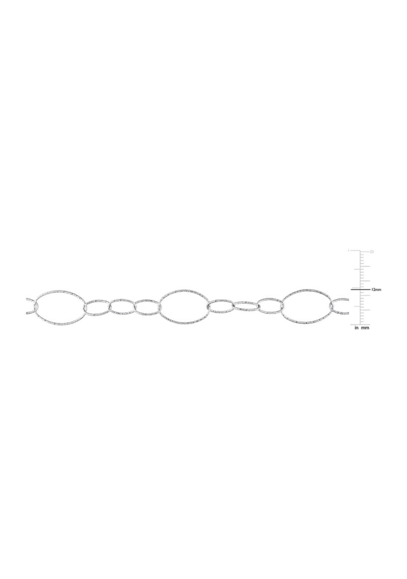 Sterling Silver 13mm Fancy Oval Link Chain Necklace