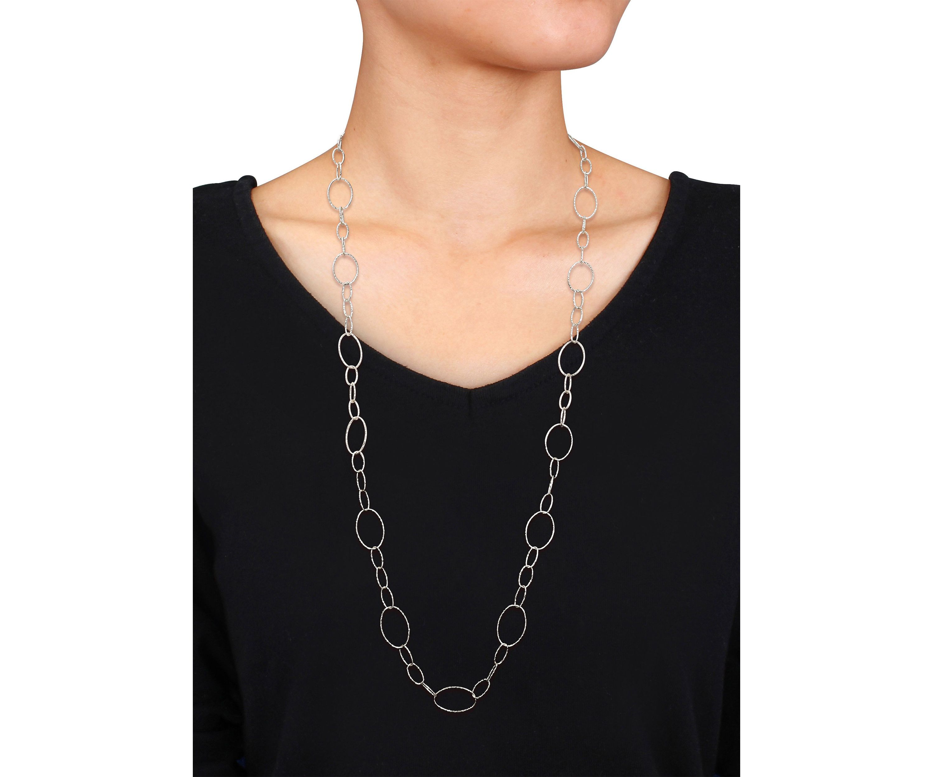 Sterling Silver 13mm Fancy Oval Link Chain Necklace