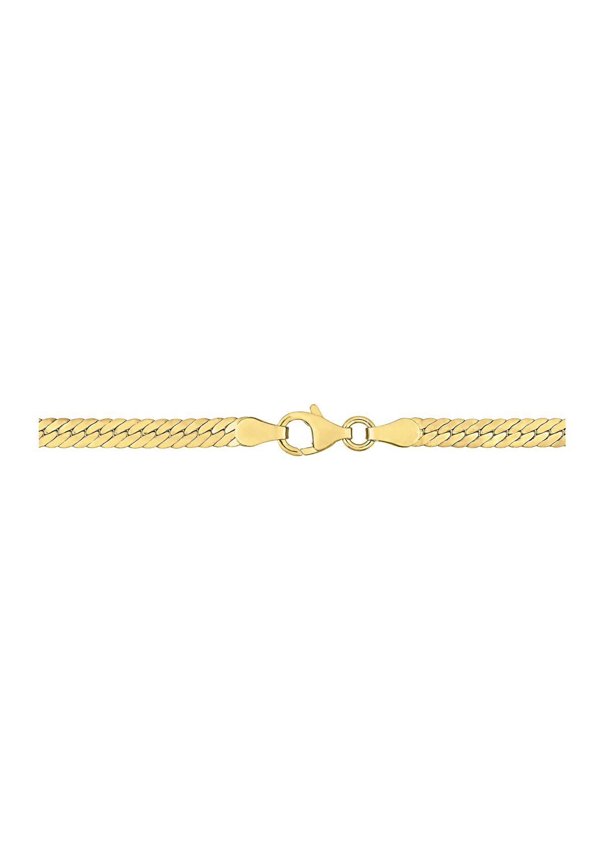 18k Yellow Gold Plated Sterling Silver Herringbone Chain Necklace