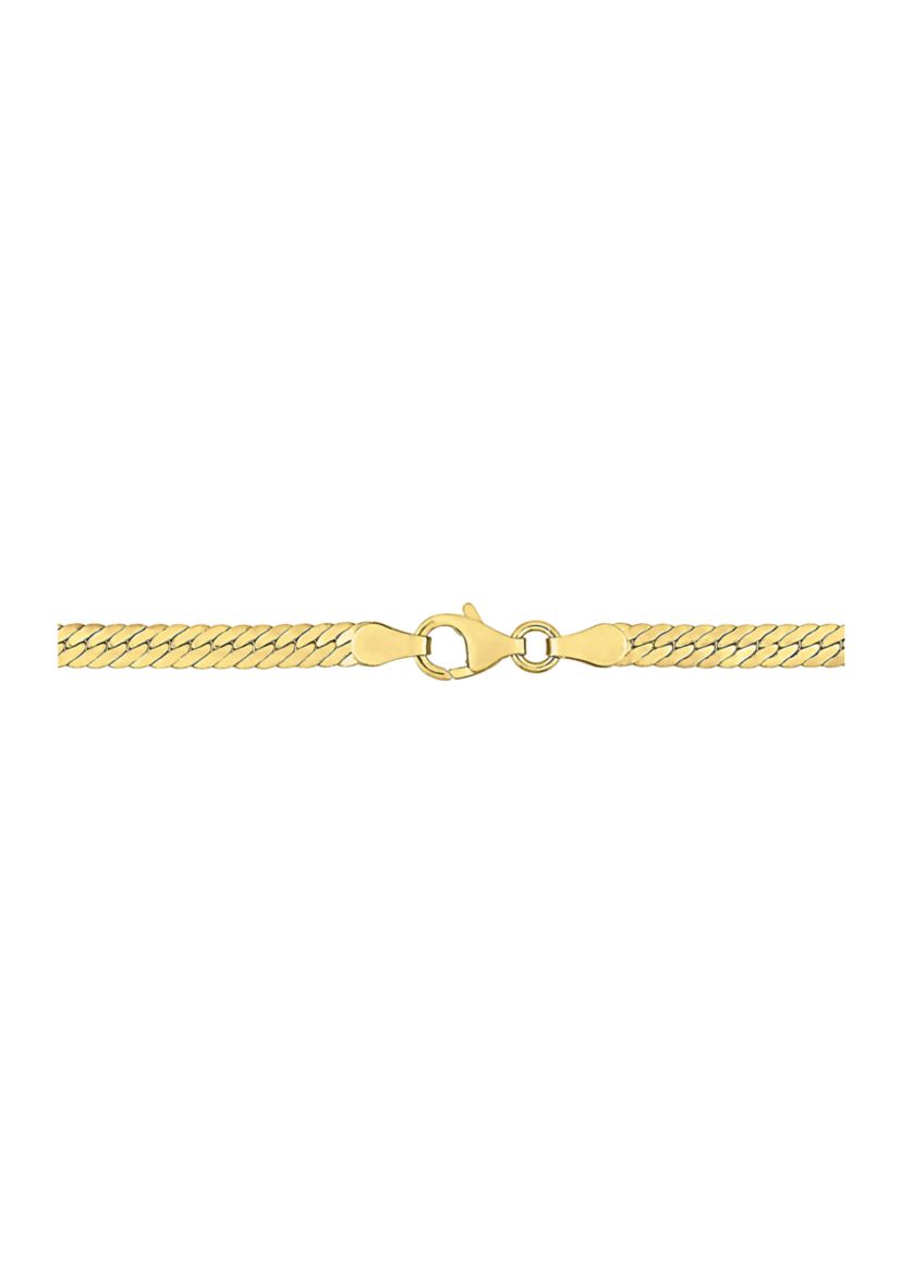 18k Yellow Gold Plated Sterling Silver Herringbone Chain Necklace