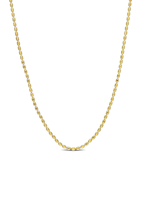 18k Yellow Gold Plated Sterling Silver Oval Ball Chain Necklace