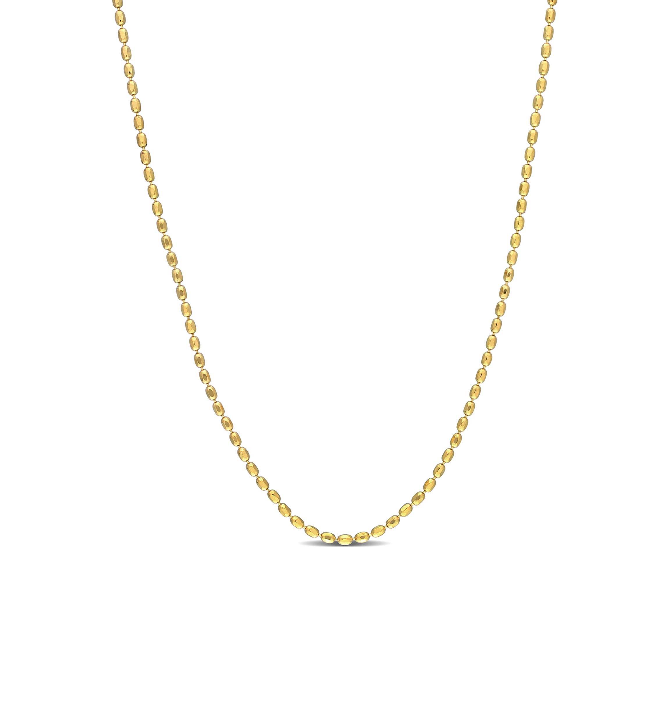 18k Yellow Gold Plated Sterling Silver Oval Ball Chain Necklace