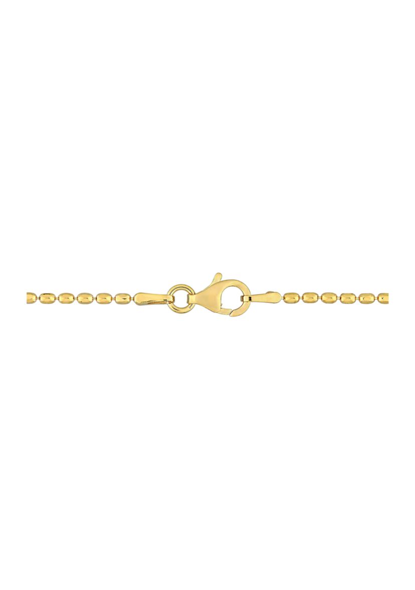 18k Yellow Gold Plated Sterling Silver Oval Ball Chain Necklace