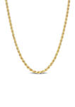 18k Yellow Gold Plated Sterling Silver 2.2 Millimeter Rope Chain Necklace