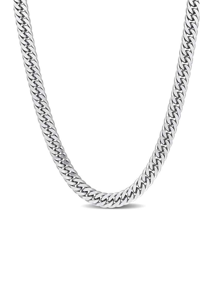 Sterling Silver 5.5mm Fancy Curb Link Chain Necklace