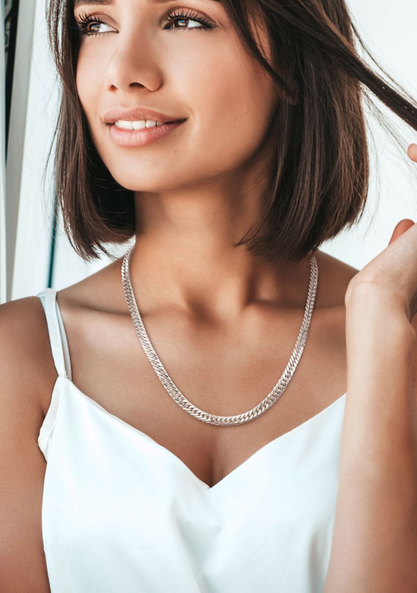Sterling Silver 5.5mm Fancy Curb Link Chain Necklace