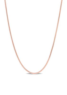 Haylee Jewels 18k Rose Gold Plated Sterling Silver 1.2mm Snake Chain Necklace