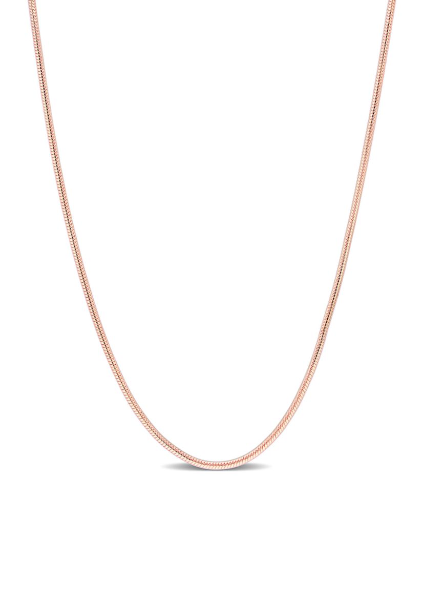 18k Rose Gold Plated Sterling Silver 1.2mm Snake Chain Necklace