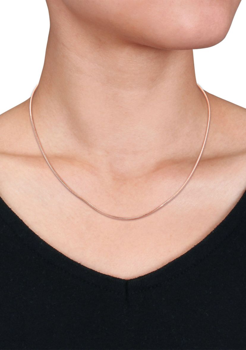 18k Rose Gold Plated Sterling Silver 1.2mm Snake Chain Necklace