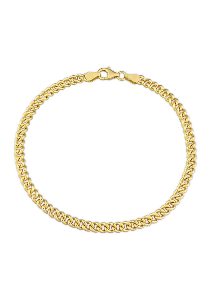Yellow Flash Plated Sterling Silver 4.4mm Curb Link Chain Bracelet