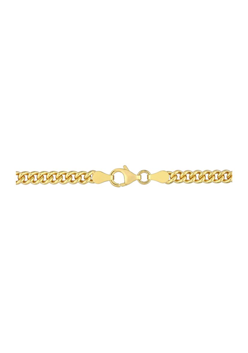 Yellow Flash Plated Sterling Silver 4.4mm Curb Link Chain Bracelet