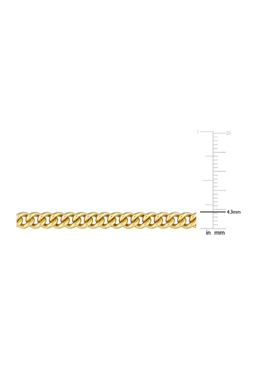Yellow Flash Plated Sterling Silver 4.4mm Curb Link Chain Bracelet