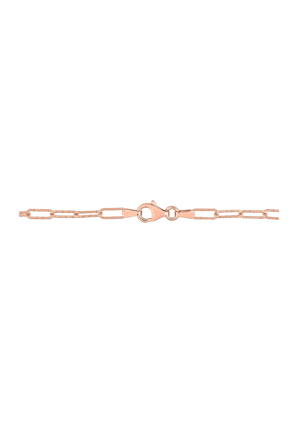 18k Rose Gold Plated Sterling Silver Fancy Paperclip Chain Necklace