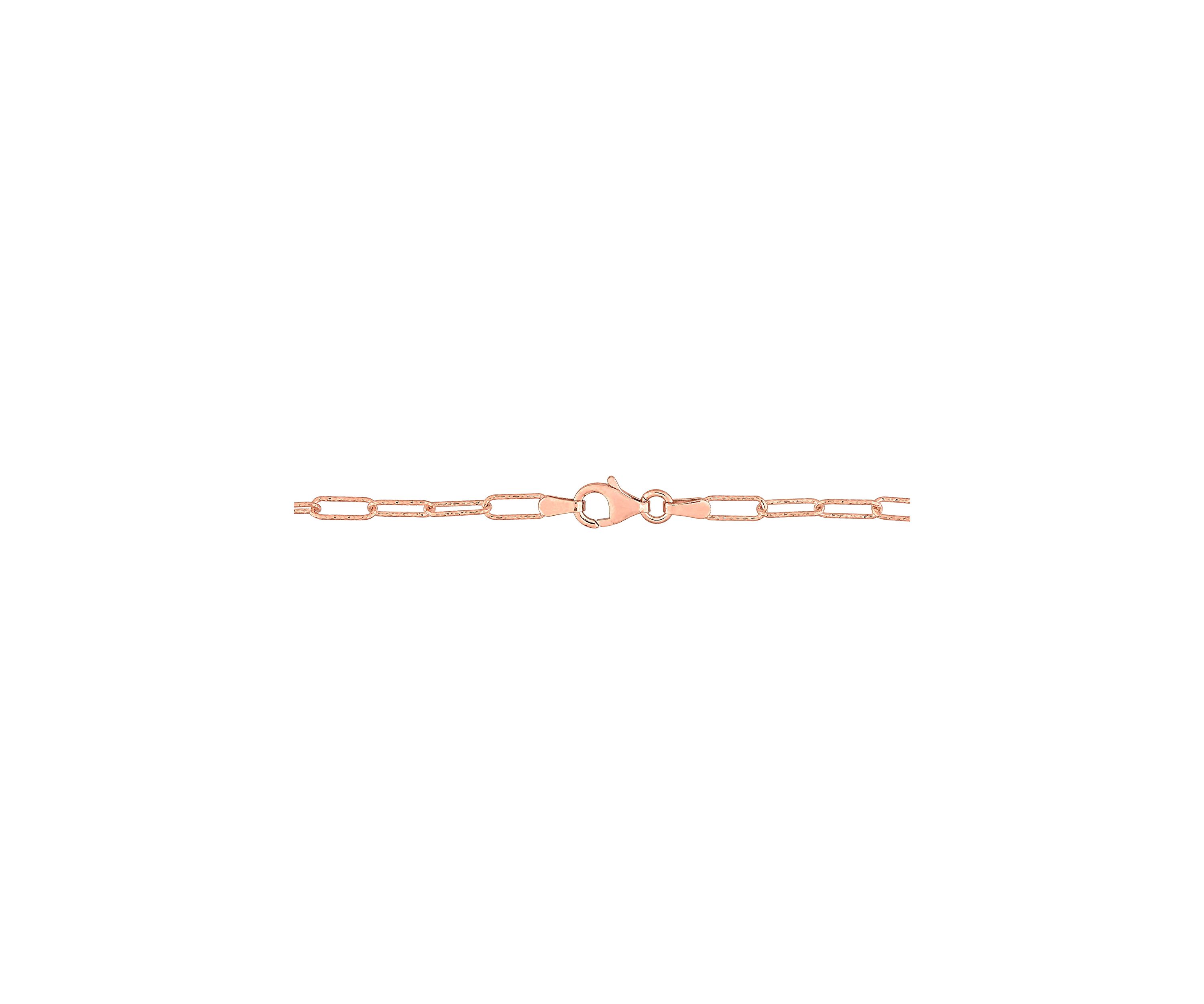 18k Rose Gold Plated Sterling Silver Fancy Paperclip Chain Necklace