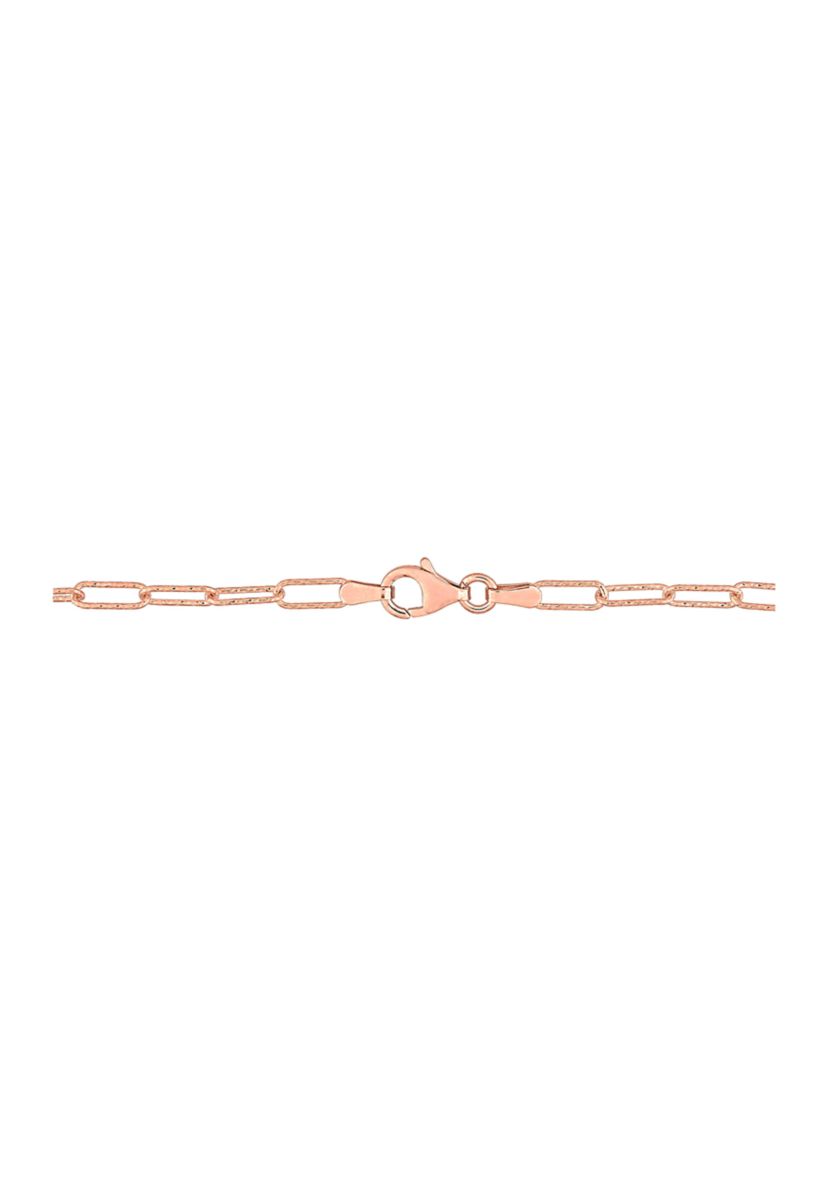 18k Rose Gold Plated Sterling Silver Fancy Paperclip Chain Necklace
