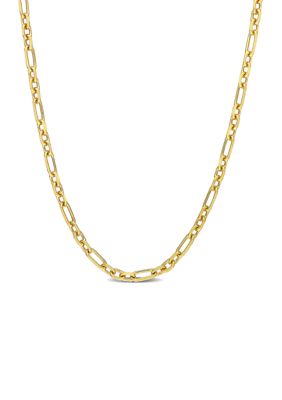 Belk & Co 18k Yellow Gold Plated Sterling Silver 3mm Figaro Chain Necklace, 18 in