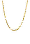 18k Yellow Gold Plated Sterling Silver 3 Millimeter Figaro Chain Necklace