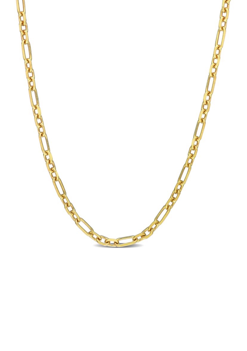 18k Yellow Gold Plated Sterling Silver 3mm Figaro Chain Necklace