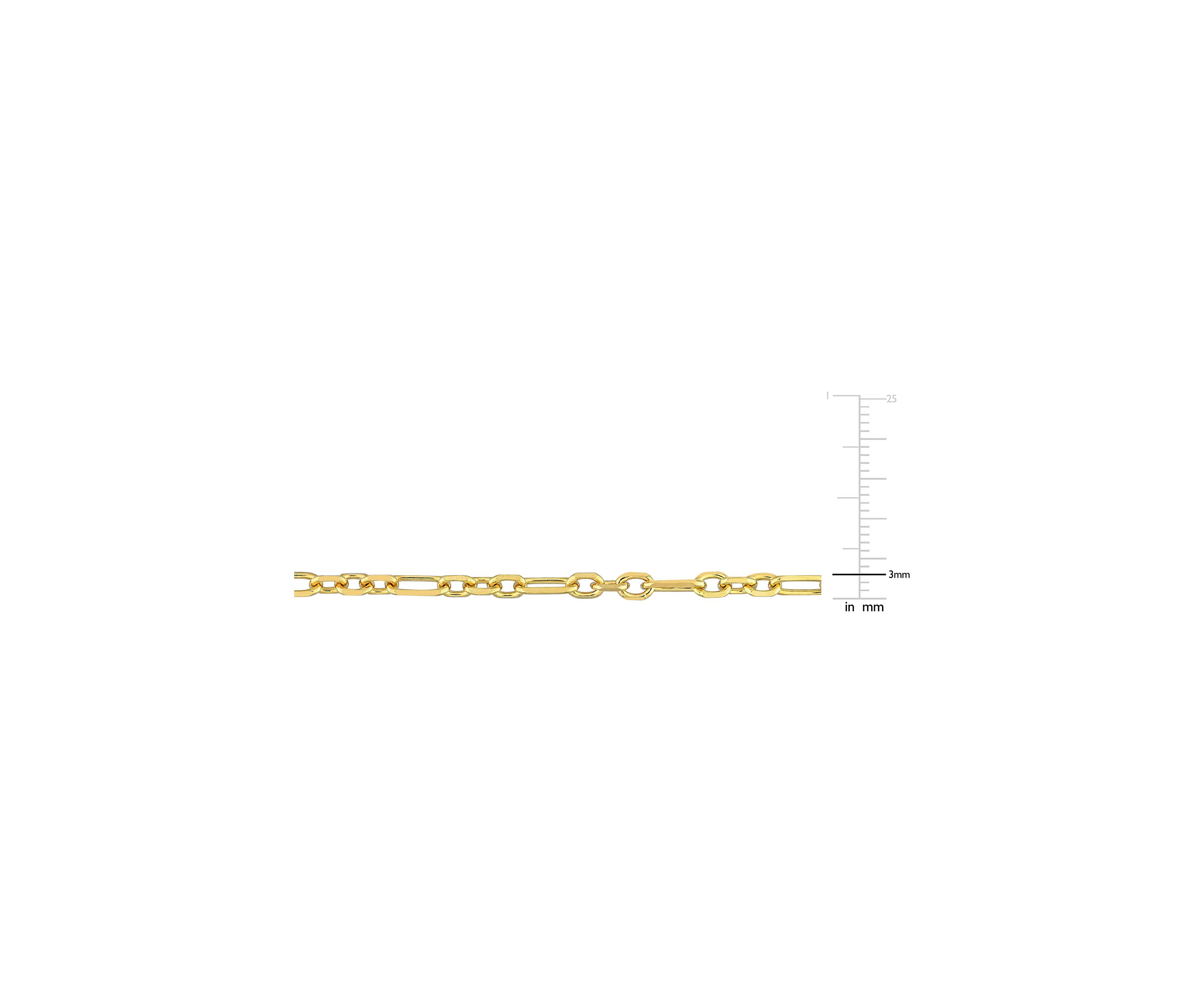 18k Yellow Gold Plated Sterling Silver 3mm Figaro Chain Necklace