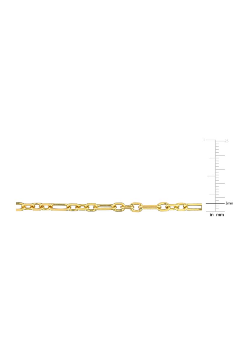 18k Yellow Gold Plated Sterling Silver 3mm Figaro Chain Necklace