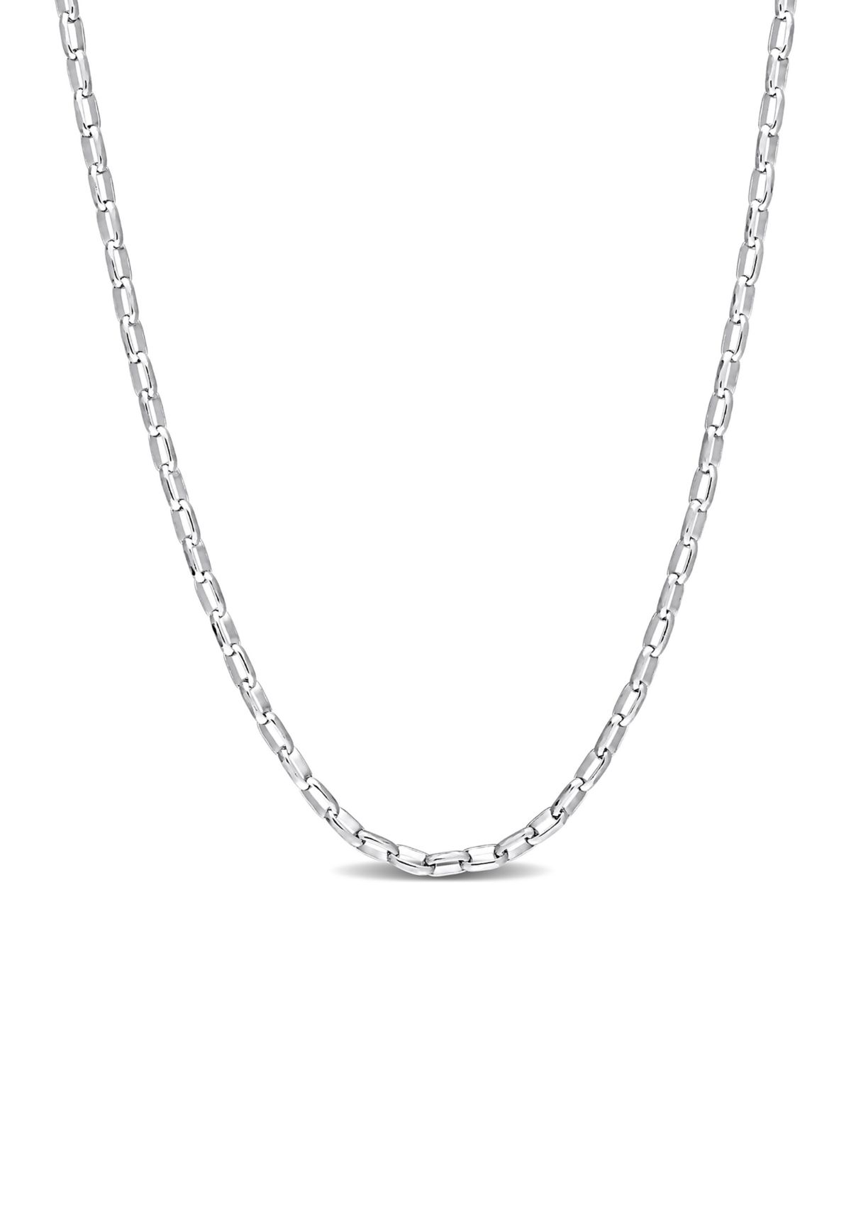 Sterling Silver Fancy Rectangular Rolo Chain Necklace