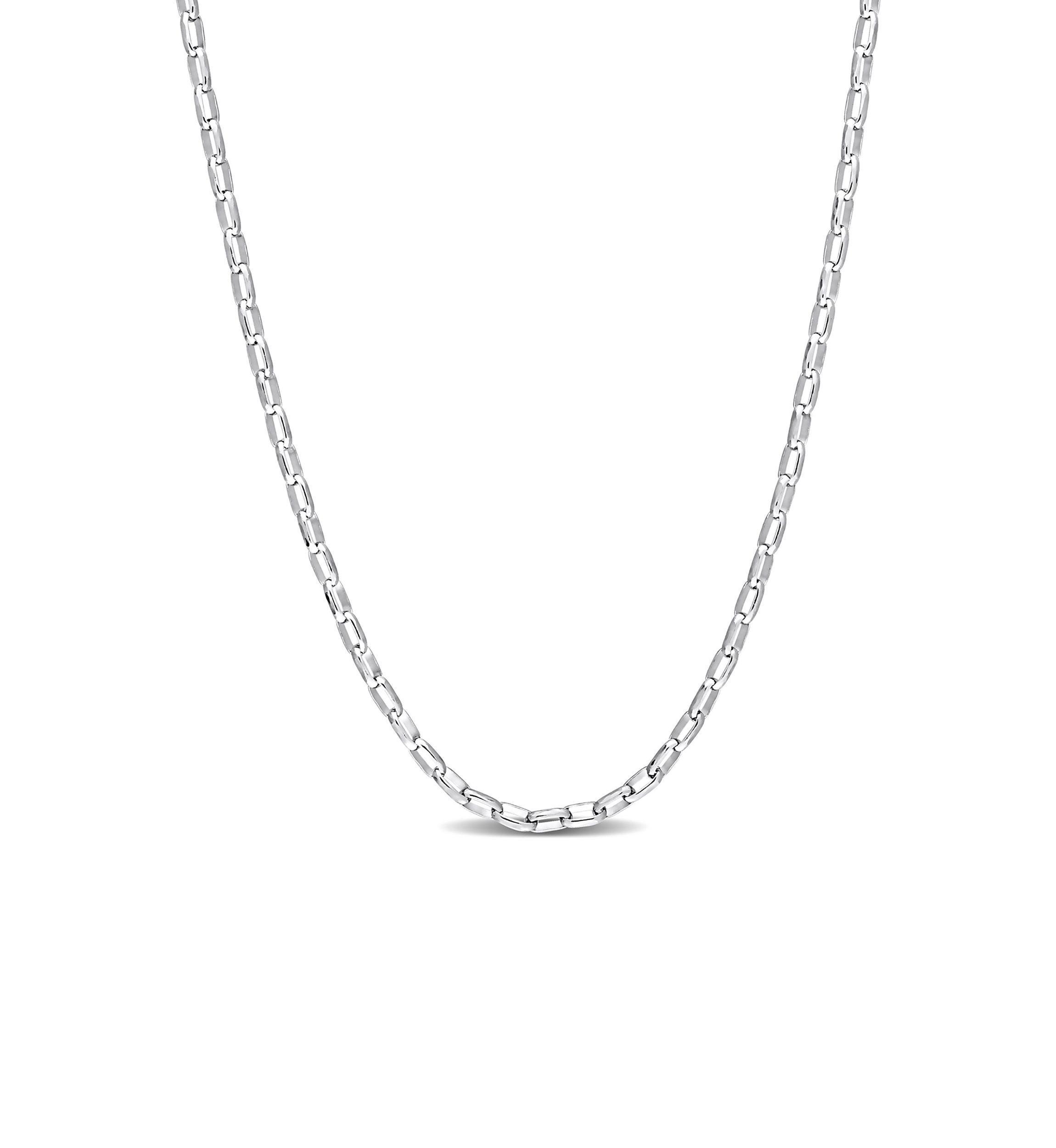 Sterling Silver Fancy Rectangular Rolo Chain Necklace