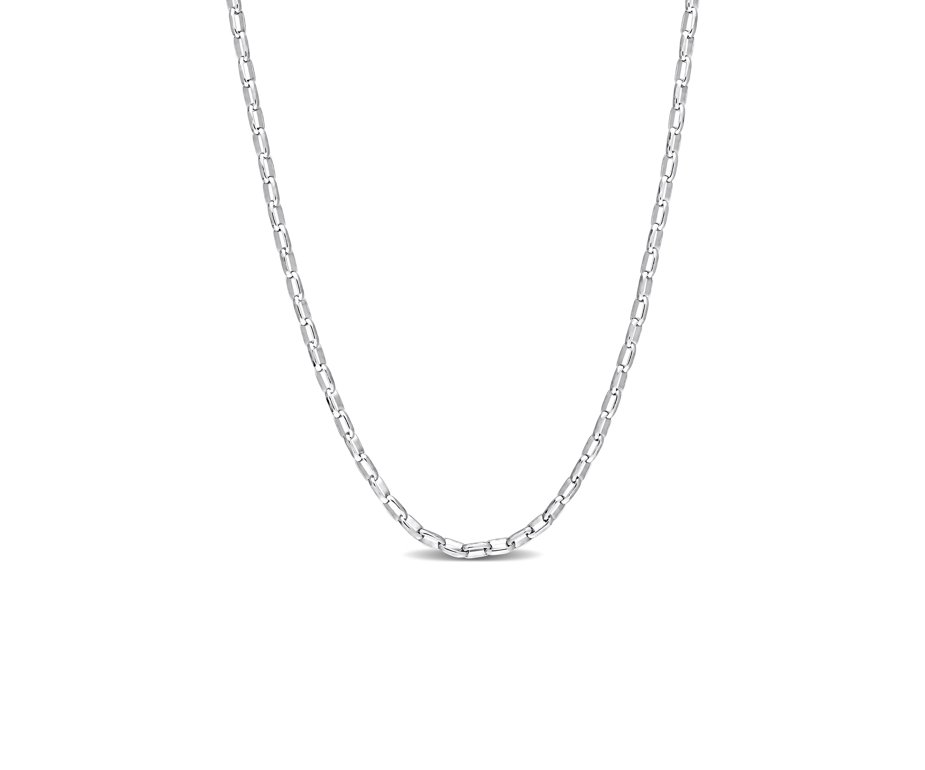 Sterling Silver Fancy Rectangular Rolo Chain Necklace