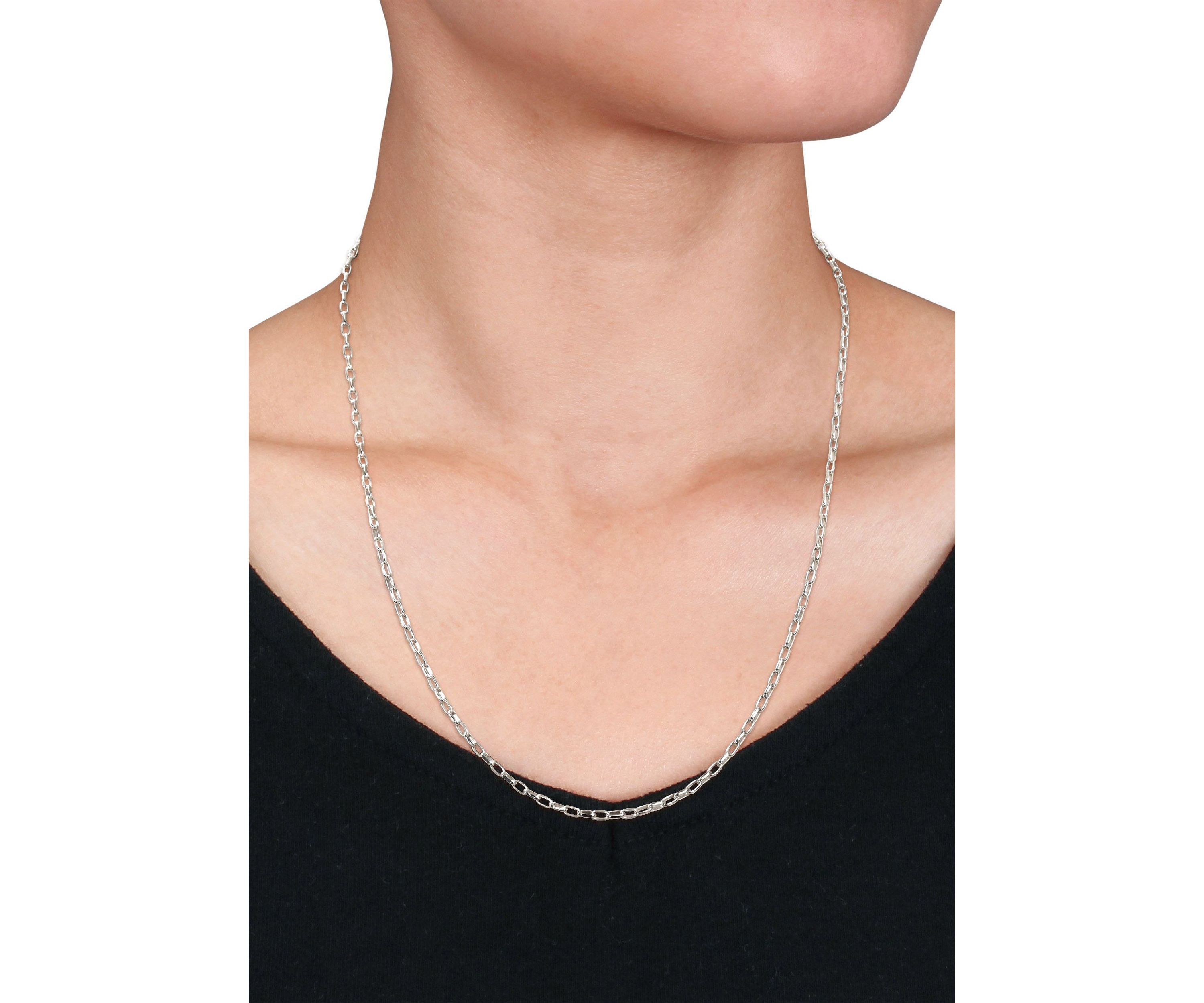 Sterling Silver Fancy Rectangular Rolo Chain Necklace