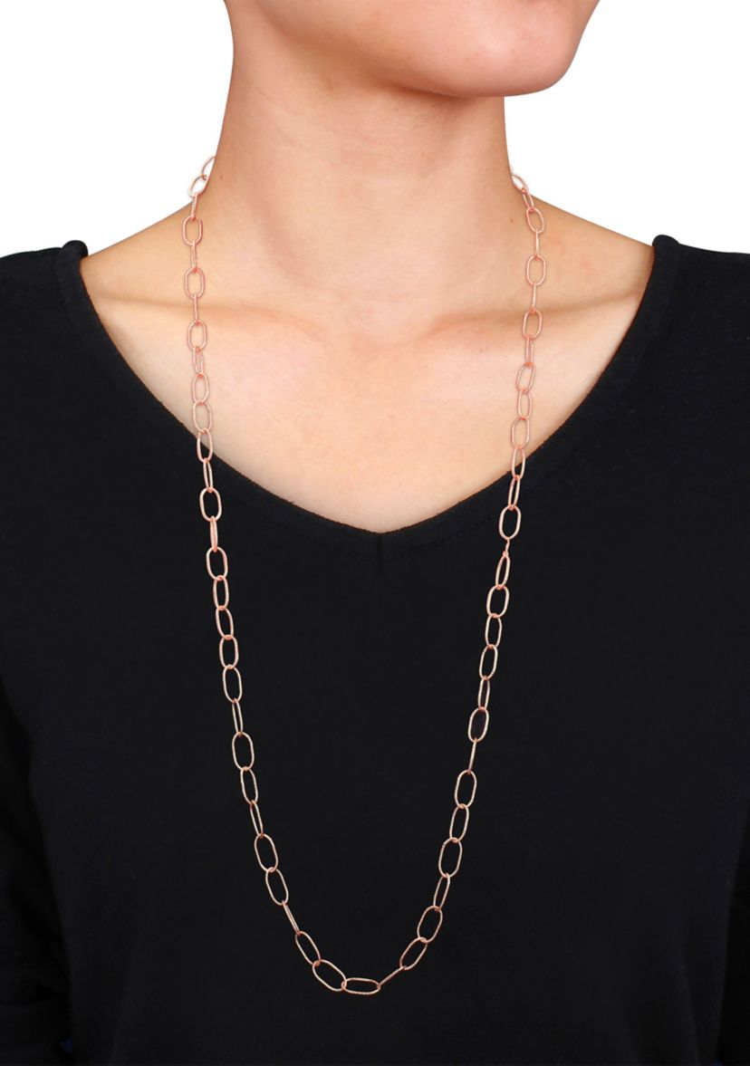 18k Rose Gold Plated Sterling Silver Twisted Rolo Chain Necklace