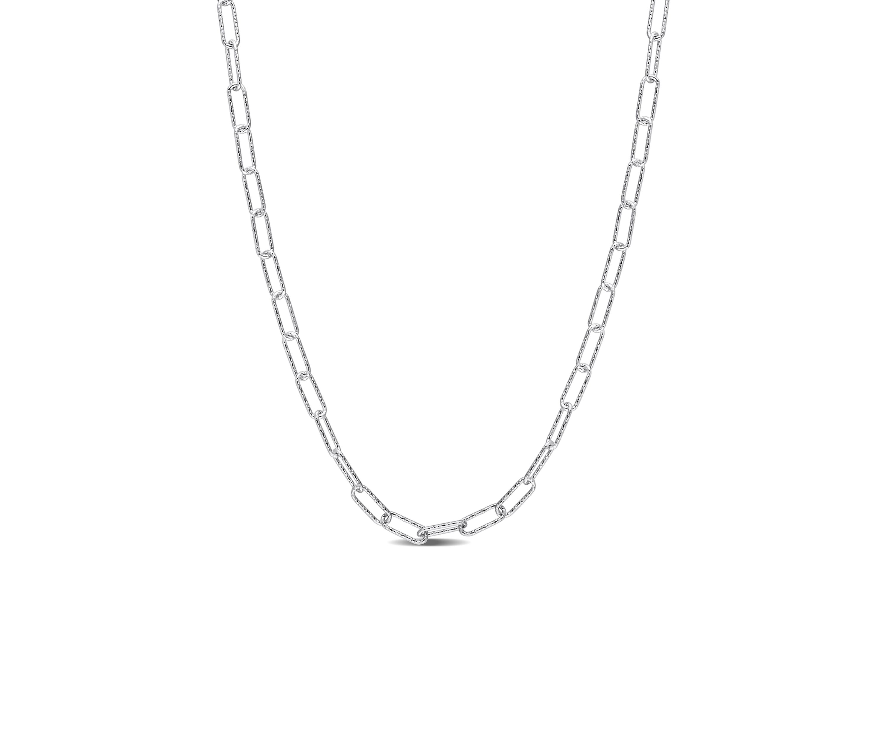 Sterling Silver Fancy Paperclip Chain Necklace
