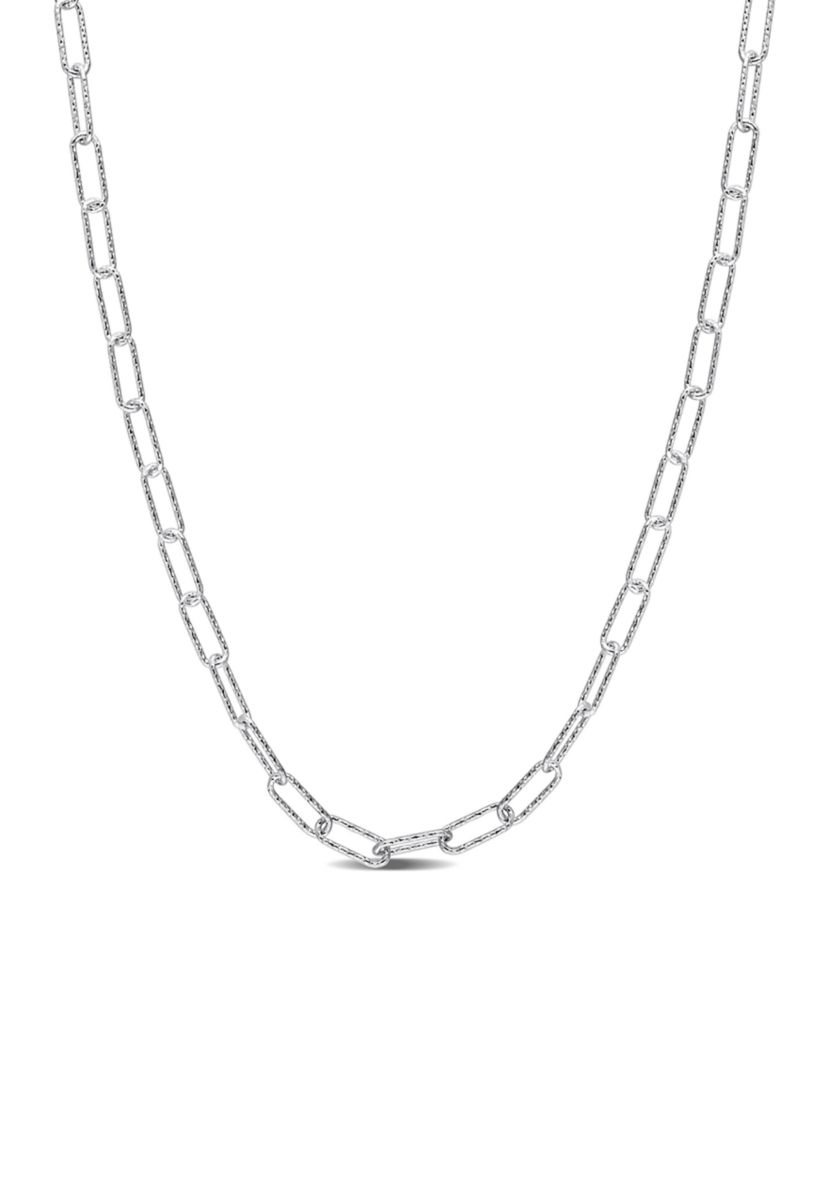 Sterling Silver Fancy Paperclip Chain Necklace