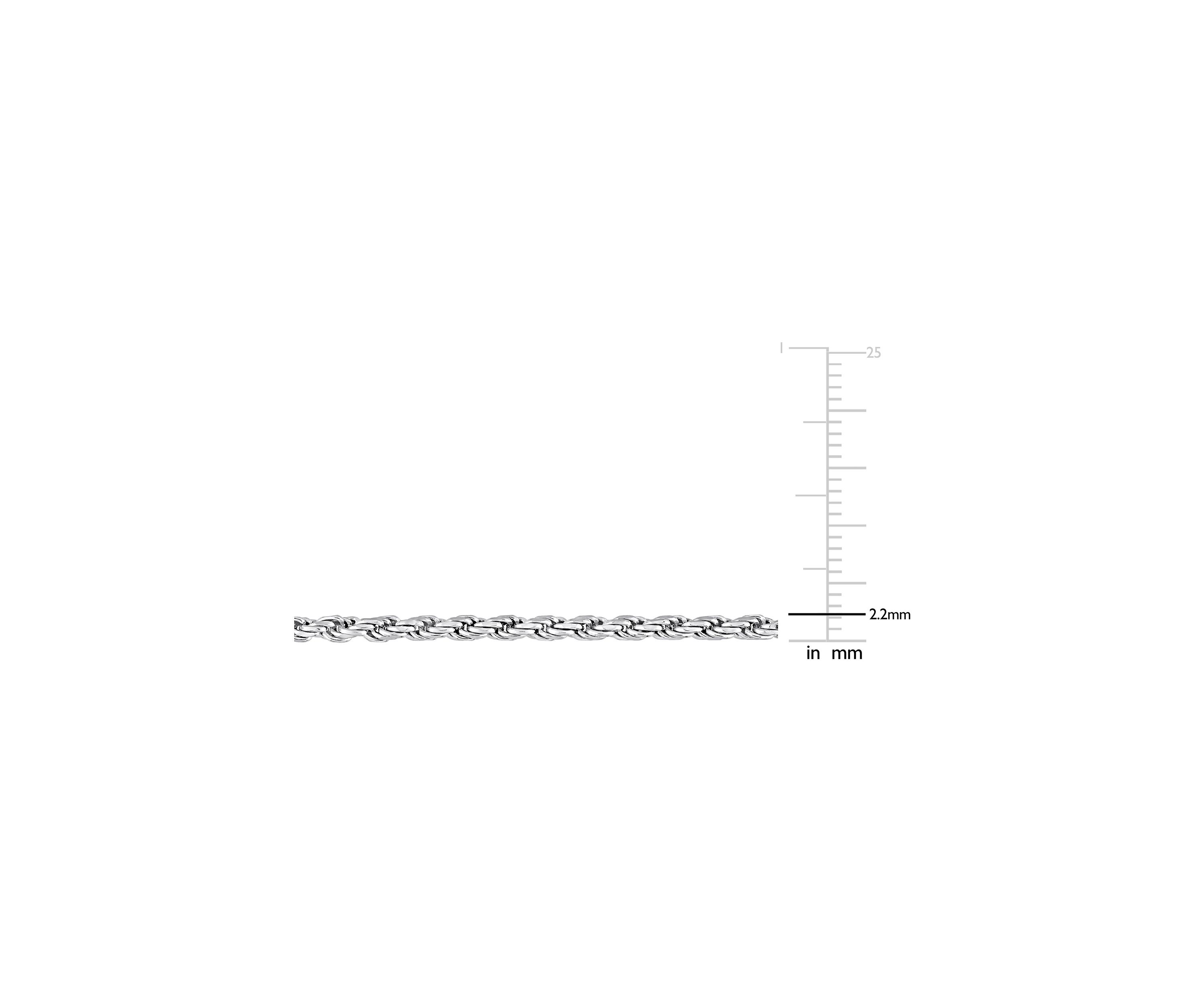 Sterling Silver 2.2mm Rope Chain Necklace