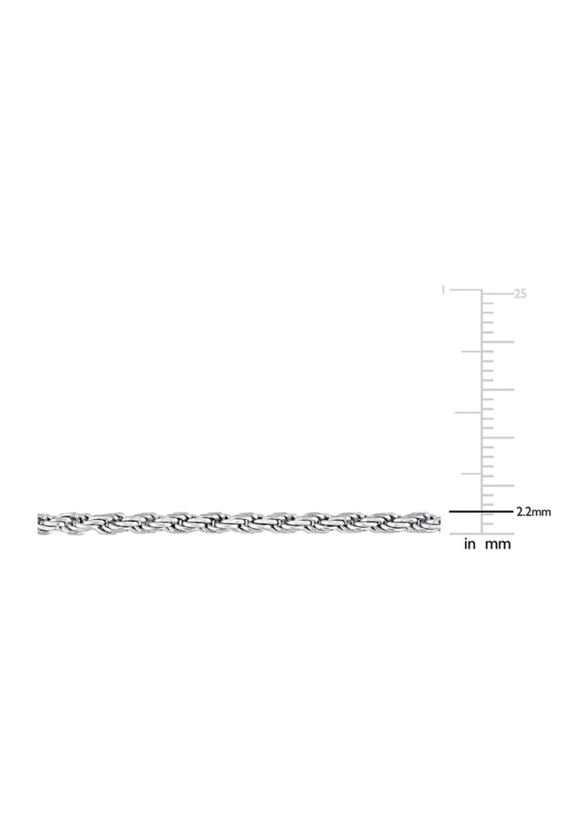 Sterling Silver 2.2mm Rope Chain Necklace