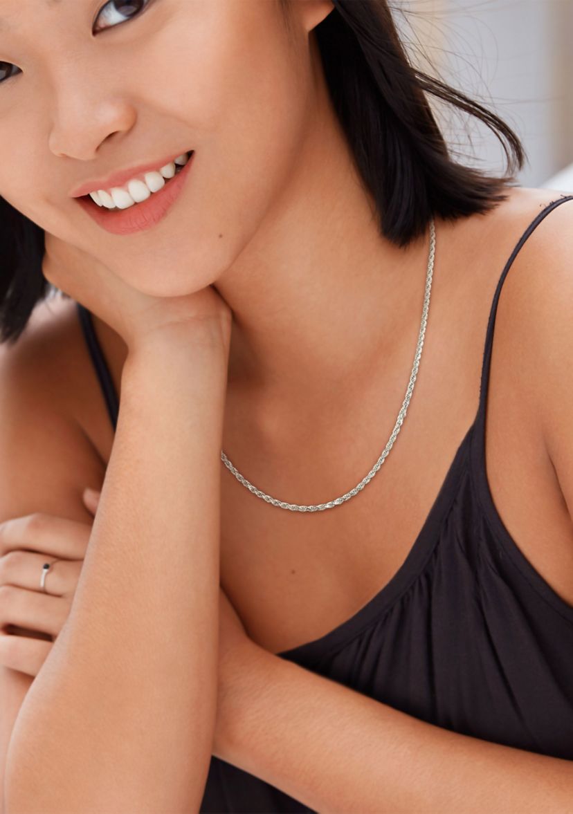 Sterling Silver 2.2mm Rope Chain Necklace