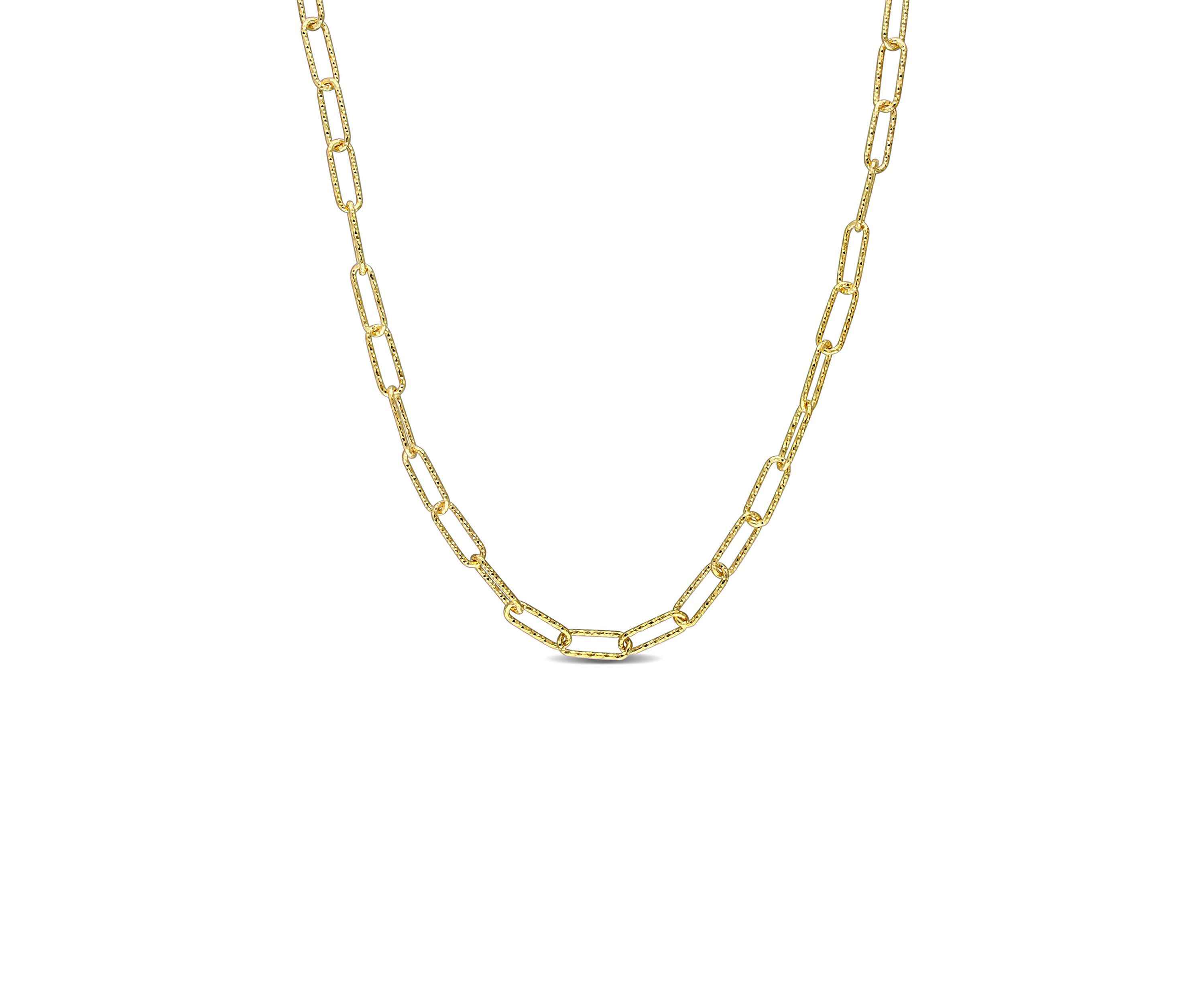 18k Yellow Gold Plated Sterling Silver 5mm Fancy Paperclip Chain Necklace