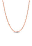 18k Rose Gold Plated Sterling Silver Fancy Rectangular Rolo Chain Necklace