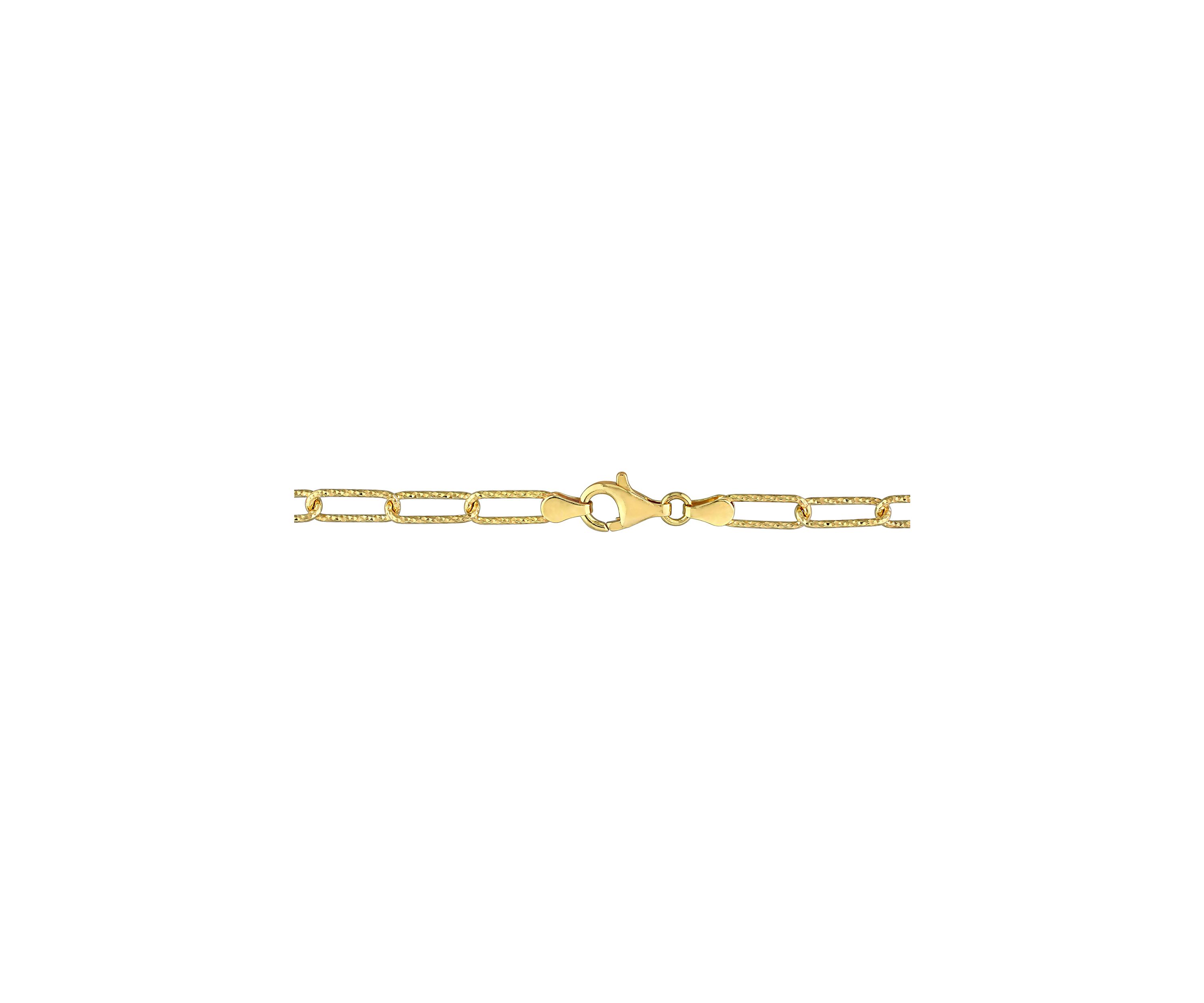 18k Yellow Gold Plated Sterling Silver 5mm Fancy Paperclip Chain Bracelet