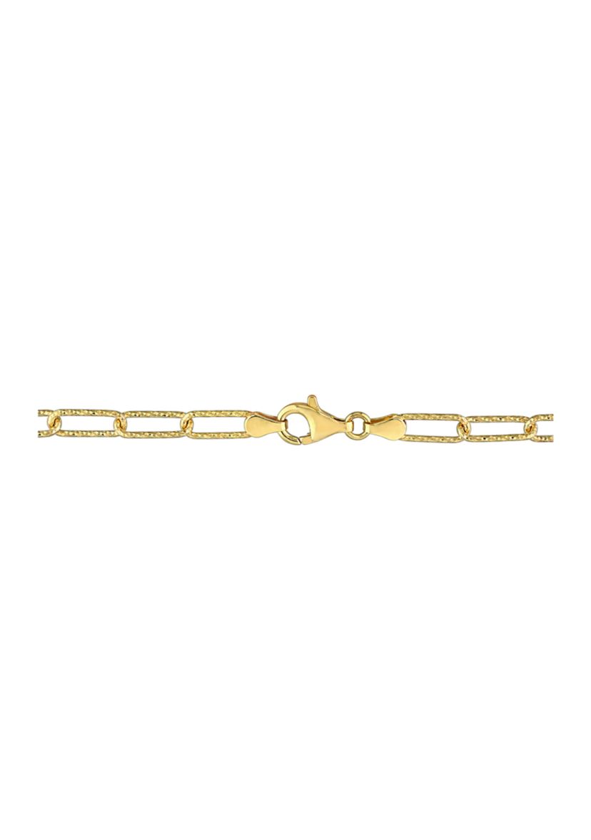 18k Yellow Gold Plated Sterling Silver 5mm Fancy Paperclip Chain Bracelet