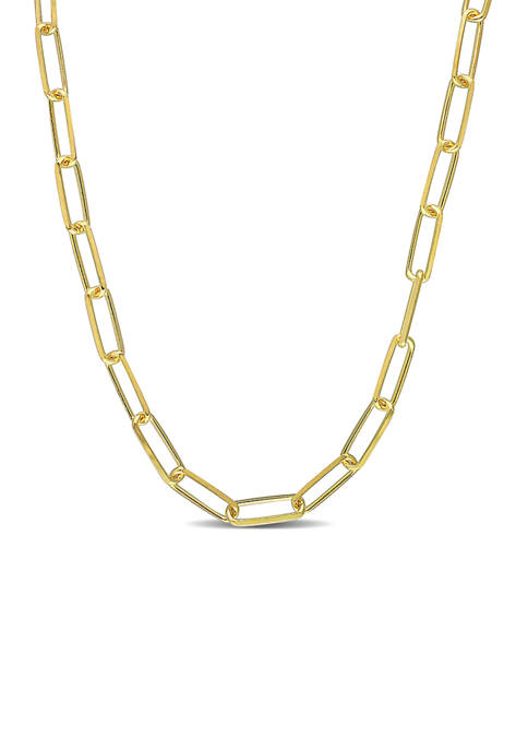 18k Yellow Gold Plated Sterling Silver 5 Millimeter Paperclip Chain Necklace
