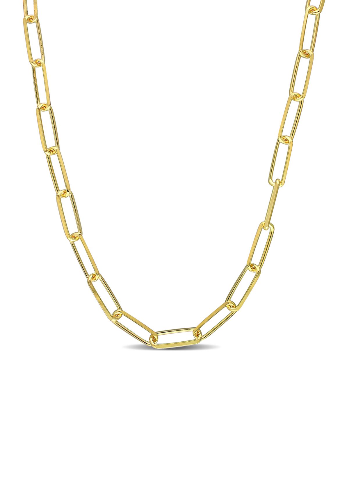 18k Yellow Gold Plated Sterling Silver 5mm Paperclip Chain Necklace