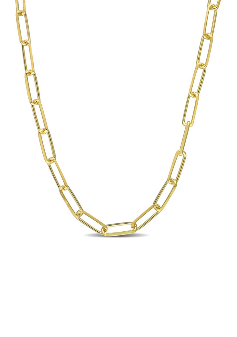 18k Yellow Gold Plated Sterling Silver 5mm Paperclip Chain Necklace